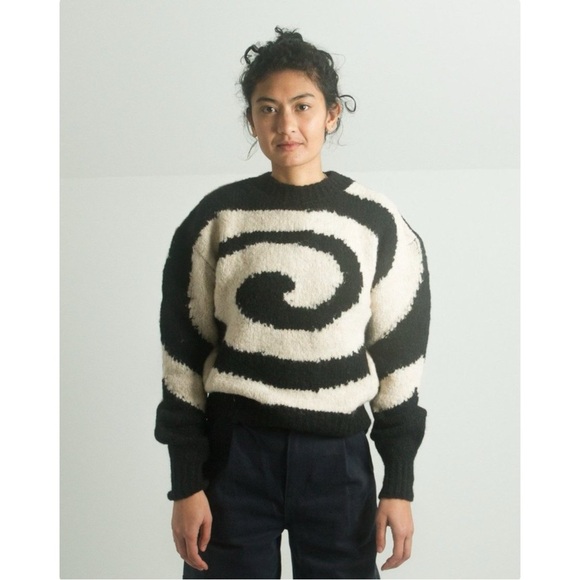 Paloma Wool Twister Pullover - Black White Wool Alpaca Swirl Knit Sweater sz S - Picture 3 of 12